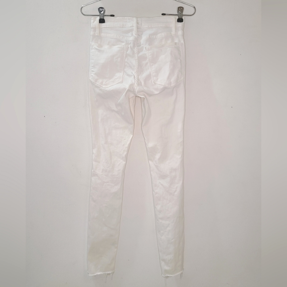 FRAME DENIM White Le High Skinny Distressed Jeans in Blanc Rip Sz 26 - Picture 5 of 14